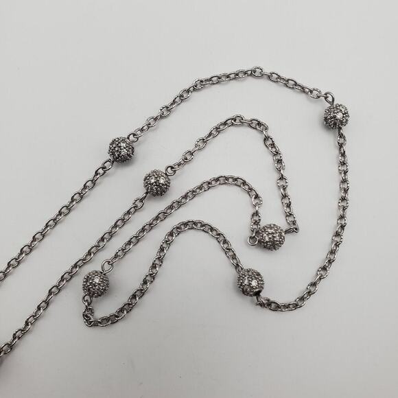 ESPO SIG SNAP Solid Sterling CZ Station Cable Chain 16" with CZ Snap Cross - Picture 4 of 9